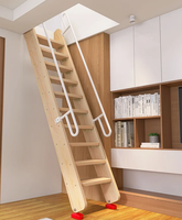 Échelle pliante en bois pour grenier, en pin, caoutchouc ou chêne, optionnelle, pour intérieur