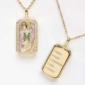 Versand am Selben Tag 12 Sternzeichen-Halsketten mit Diamanten & Geburtsstein-Zirkonia aus Kupferlegierung Unisex - Product Image 3