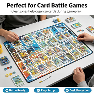 Tapis de jeu de <span class=keywords><strong>cartes</strong></span> personnalisé sur le thème de Pikachu, tapis de souris 24"x14" avec bords cousus, base en caoutchouc antidérapante pour <span class=keywords><strong>cartes</strong></span> TCG, faible MOQ, pour bureau - Product Image 2