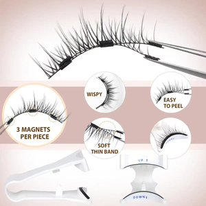 <span class=keywords><strong>Faux</strong></span> <span class=keywords><strong>Cils</strong></span> Magnétiques Réutilisables Naturels Effilés à 3 Aimants, Sans Colle Nécessaire, avec Applicateur - Product Image 2