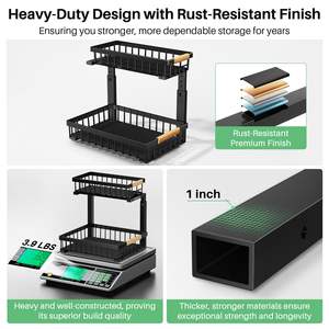 ที่จัดระเบียบใต้ซิงค์2แพ็ค2ชั้นเก็บของใต้ซิงค์และที่จัดเก็บชั้นวางของในตู้แบบดึงออกสไลด์ออก - Product Image 6