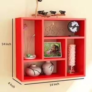 La librería de madera maciza moderna de Du, diseño montado en la pared, ahorro de espacio, acabado rojo, moderno y elegante - Product Image 3