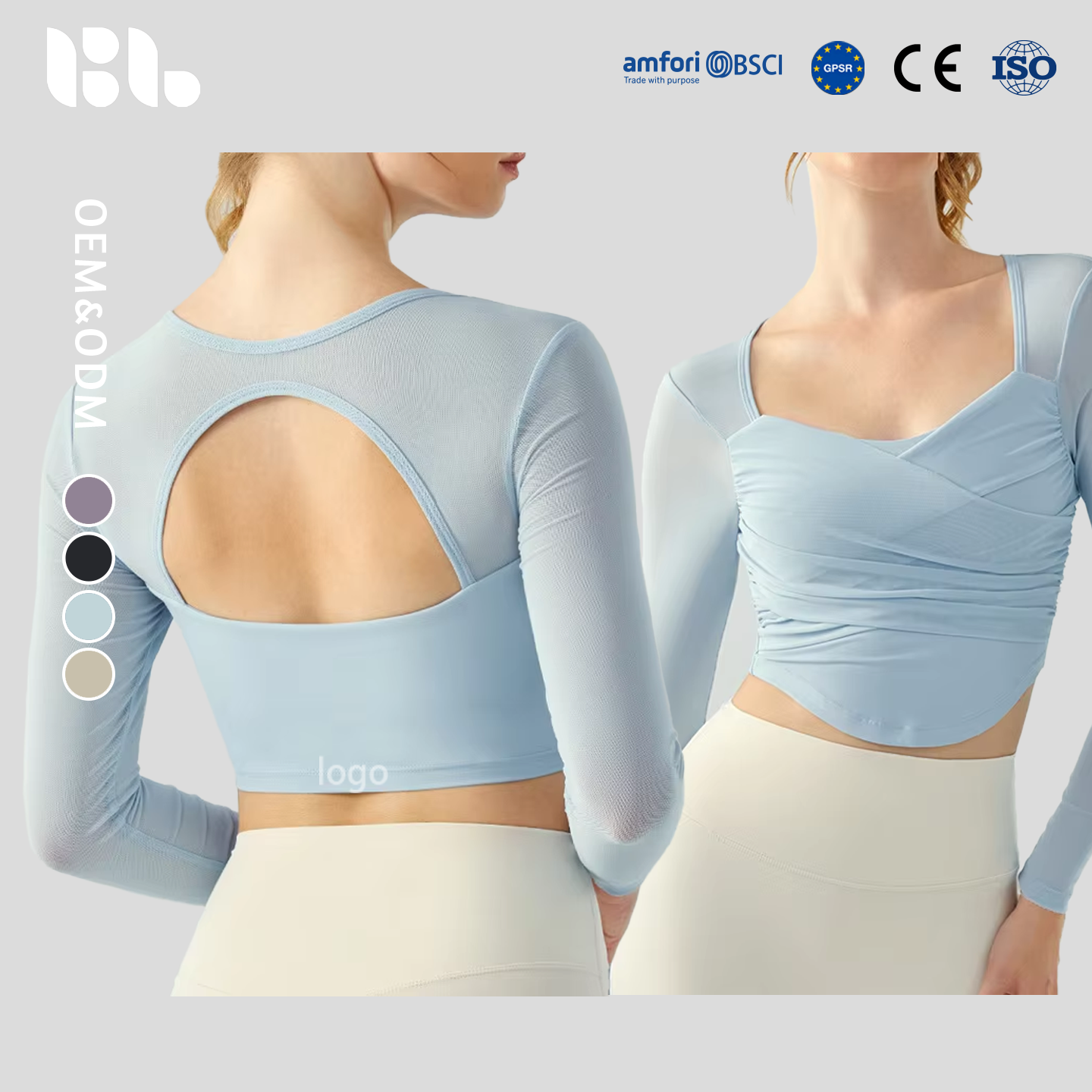 Autumn Winter Cross-Pleated Yoga Long-Sleeve Women's Top Chest Pads Hollow Mesh Short Quick-Dry Sports T-Shirt Fitness