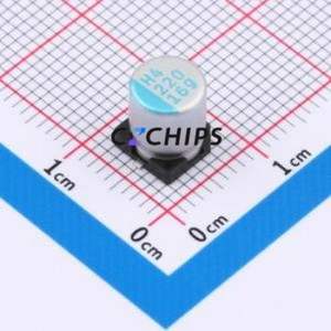 OVG221M1CTR-0608 ตัวเก็บประจุแบบแข็ง SMD, ขนาด D6.3xL7.7 มม. ( ความจุ: 220uF )( ความแม่นยำ: 20%) แรงดันไฟฟ้าที่กำหนด: 16V ) - Product Image 1