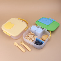 Boîte à lunch portable de haute qualité pour bébé, anti-fuite, conteneur alimentaire pour enfants, boîte bento à 4 compartiments pour tout-petits, emballage en option