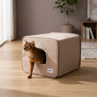 Hamac et tunnel pour chat 2-en-1 - Lit pour chat à ventouses robustes, gain de place, repose-pieds en feutre amovible et lavable