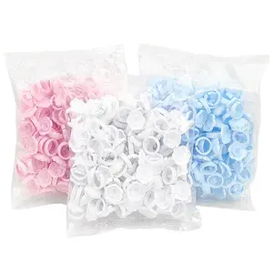 Nieuwe Collectie 100Pcs Hart Vorm Plastic Wimper Lijm Ring Roze Lash Extension Blossom Bekerhouder Wegwerp