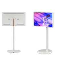 Tablet/TV Portabel Pintar Beroda Layar Sentuh Incell Android 12 Wifi MTK8788 32 Inci Warna Putih