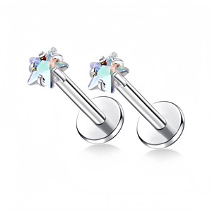 Piercings de Labio de Acero Inoxidable con Zirconia en Forma de Estrella, Joyería de Moda con Engaste de Puntas - Product Image 1