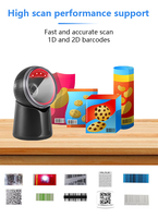 Escáner de Código de Barras de Escritorio Blanco y Negro JR Serie T52, Escáner de Código QR Omnidireccional USB CMOS 2D para Sistema POS de Supermercado