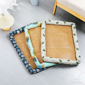 Pet Cooling <b>Mat</b> Rectangle Rattan Dog Bed Summer Cooling Pad For Dogs Hand Washable Polyester Fiber Fill - Product Image 1