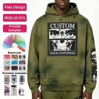 Suéteres Personalizados para Hombre, 100% Algodón, Felpa Lavada, Bordado Desgastado, Impresión DTG, Corte Regular, Sudadera Tipo Pullover