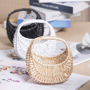 Cesta ovalada de ratán tejida con asa, cesta de almacenamiento para decoración del hogar y accesorio de fotografía - Product Image 3