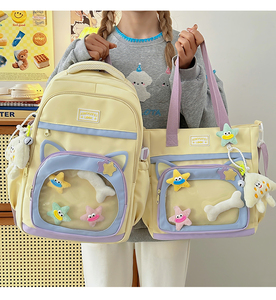 Kawaii Girls Kitty mochilas <span class=keywords><strong>2</strong></span> uds estudiantes de primaria tutoría libro bolsa impermeable dibujos animados mochilas - Product Image 1