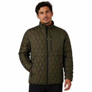 Veste matelassée à capuche décontractée pour homme, fermeture éclair, légère, imperméable, coupe-vent, isolée, doublure polaire douce, design matelassé - Product Image 2