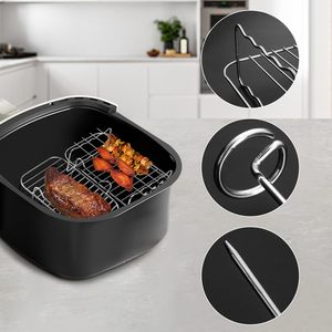 Grille <span class=keywords><strong>de</strong></span> friteuse à air en acier inoxydable 201 - Étagère <span class=keywords><strong>de</strong></span> cuisson rectangulaire à double niveau pour friteuses à air à double panier - Product Image 3