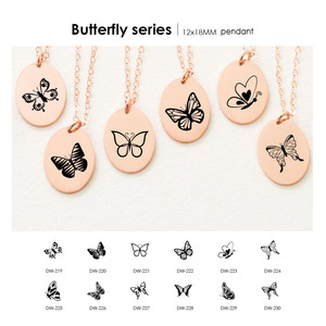 Collier minimaliste en acier inoxydable <span class=keywords><strong>316L</strong></span> 18mm x 12mm avec pendentif ovale papillon - Product Image 3