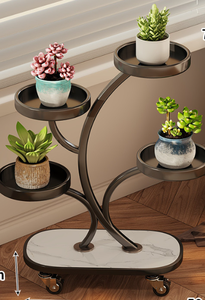 Nuovo Scaffale da Terra per Balcone nel Soggiorno con Ruote e Portavasi in Ferro - Product Image 2