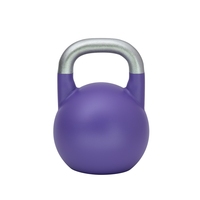 Kettlebells de compétition en acier de 20 kg pour entraînement de force, revêtement poudré violet avec poignée mate sablée et polie électrolytiquement