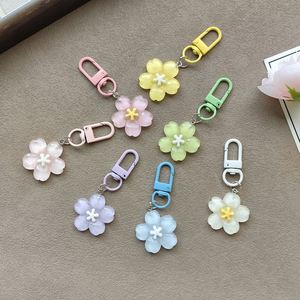 Porte-clés romantique fleur de cerisier, pendentif mignon Sakura pour fille, élégant breloque de sac, accessoires de sac - Product Image 2