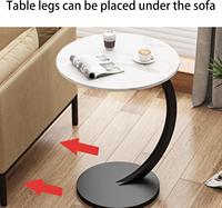 Table Moderne en Forme de C pour Canapé, avec Cadre Métallique pour Toute Pièce, Chambre à Coucher