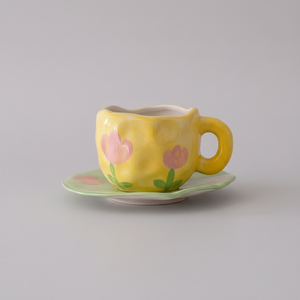 Taza Clásica de Cerámica con Cuchara Irregular de 10OZ Taza de Café Personalizada Hecha a Mano Regalo Portátil para la Vuelta a Clases y Uso en Oficina - Product Image 1
