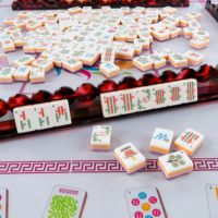 Tuiles de Mahjong Américaines de Luxe Modernes Roses, Personnalisées, en Acrylique Gravé 4 Couches, 160mm, Ensemble de Voyage et de Divertissement