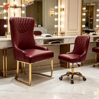 Ensemble de chaises de salon de manucure ergonomiques en cuir PU de luxe de haute qualité avec finition dorée, chaise de client moderne pour manucure, chaise pivotante pour technicien