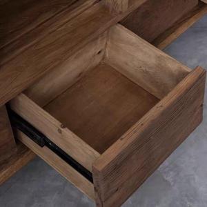 Elm Wood <b>Sideboard</b> Display Cabinet 120x40x90cm Glass Doors Living Room <b>Storage</b> Organizer Eco-Friendly Furniture - Product Image 3