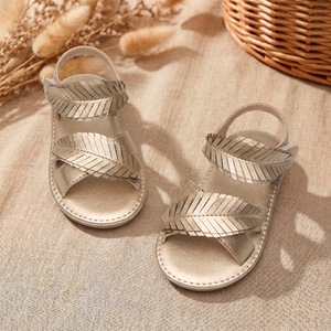 <span class=keywords><strong>Sandales</strong></span> à une bride style princesse pour filles, blanches, vintage, à texture tressée, semelle souple, pour la plage ou les occasions décontractées - Product Image 3