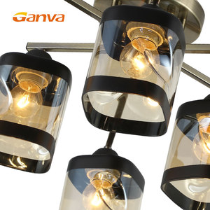 GANVA-lámpara <span class=keywords><strong>de</strong></span> <span class=keywords><strong>techo</strong></span> cuadrada moderna para decoración del hogar, Bombilla múltiple montada en superficie <span class=keywords><strong>de</strong></span> vidrio E27 Vintage - Product Image 6