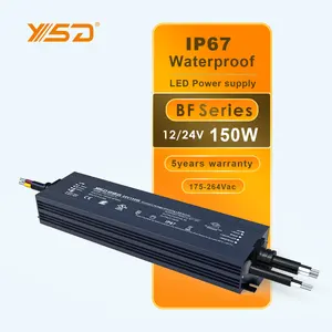 Garansi 5 tahun Triac 0-10v 5 in 1 Dimmable LED Driver IP67 led power supply 100W 200W 300W dc 24v 12v led driver untuk lampu led