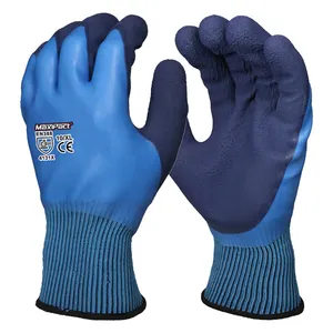 MaxiPact Men's Crinkle Foam Polyester Latex Coated Mechanical Work Gloves Waterproof Safety