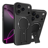 Coque magnétique anti-chute tendance avec béquille invisible en fibre de carbone pour iPhone 17 16 15 14 13 Pro Max/17 Air/16E