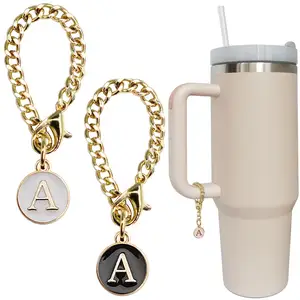 Personalized Initial Mug Pendant Tumbler Decoration Accessories Compatible Water Bottle Letter Chain for Cup