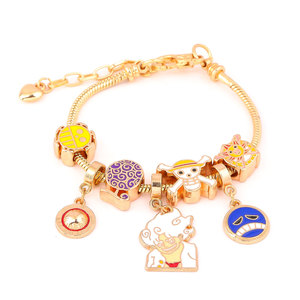 Gelang Logam DIY Anime Dewa Matahari Kelima Nika Luffy, Gelang Berliontin, Gelang Rantai Manik-Manik yang Dapat Disesuaikan - Product Image 1