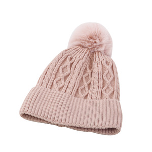 Knitted <b>Hat</b> With Pom Pom Warm <b>Winter</b> Beanie For <b>Men</b> And Women Adult 56-58Cm Acrylic Fiber Red Black White Pink Orange Gray Beige - Product Image 5