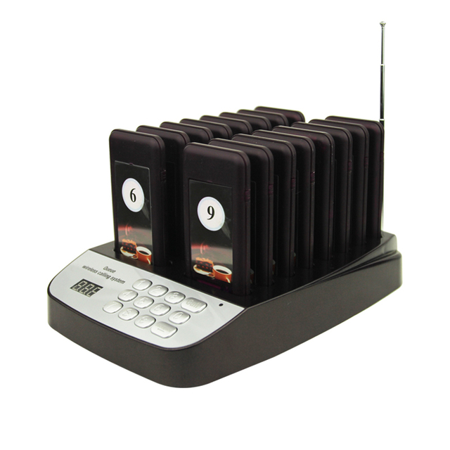CATEL Wireless Pager System Wireless Transmitter and Charger with 16pcs coaster Pager for Restaurant