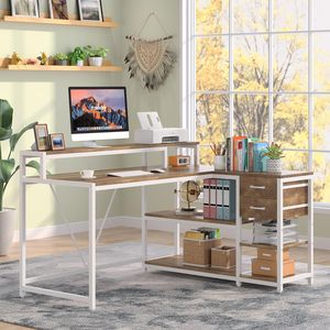 <span class=keywords><strong>Escritorio</strong></span> de Computadora de Madera para Oficina, Mesa de Trabajo para Laptop, con Estantería - Product Image 1