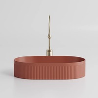 Vente chaude Céramique Salle De Bains Lavabo Couleur Rouge Vitrage Comptoir Lavabos pour Hôtel