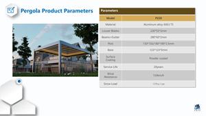 Amas Bioclimatic <span class=keywords><strong>Toit</strong></span> véranda motorisé en aluminium pour jardin extérieur Pergola étanche Persiennes réglables Pavillon Gazebo à LED - Product Image 2