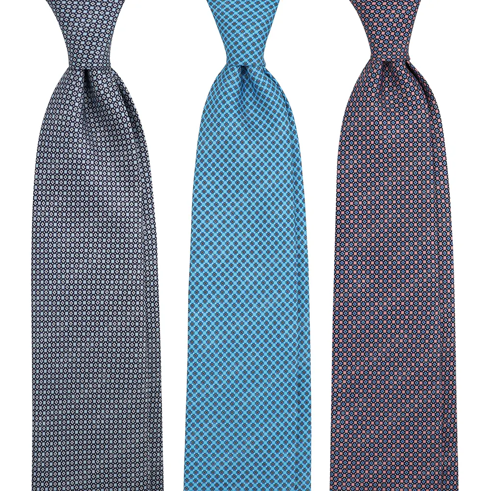 Cravatta con stampa geometrica blu Corbatas Para Hombres cravatta da uomo in seta cravatta per uomo d'affari