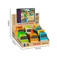 Ensemble de 6 jouets de construction en paille de blé : Camion benne, Excavatrice, Camion poubelle avec lumières et sons, Véhicules d'ingénierie de dessin animé pour enfants