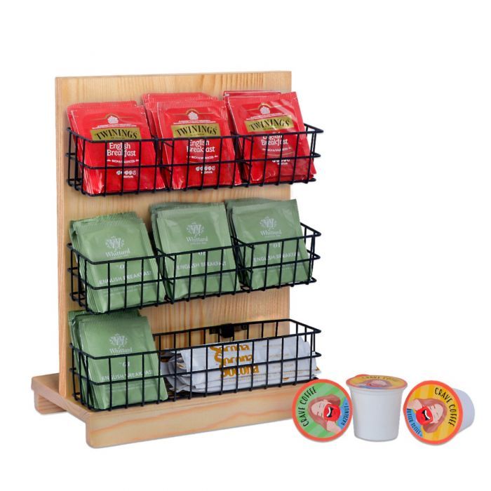 Coffee Condiment Organizer Wooden Storage Box