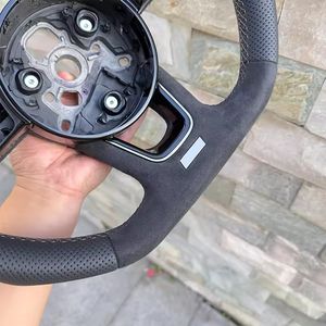 Volant de direction semi-perforé entièrement perforé pour <span class=keywords><strong>Audi</strong></span> A3 A4 A5 S3 S4 S5 2017-2022 B9 Volant en cuir à fond plat Sport - Product Image 3