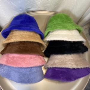 Wholesale Popular Top Hot Sale in Stock <strong>Cheap</strong> High Quality Unisex Plain Colorful Outdoor Winter Autumn pink Faux Fur <strong>Bucket</strong> <strong>Hat</strong> - Product Image 6