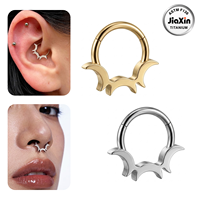 JIAXIN Anneau de nez clicker en titane ASTM F136 plaqué or 18 carats, boucle d'oreille, anneau de tragus à segment articulé, bijoux de piercing corporel tendance