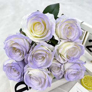 Ramo de 9 Rosas Artificiales con Bordes Quemados para Decoración Navideña, Año Nuevo Chino, Hogar, Bodas y Restaurantes - Product Image 3