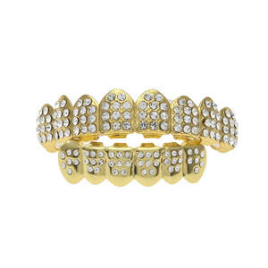 Grillz Iced Out con Strass Completi, Placcati Oro e Argento, Stile Hip Hop, Set Superiore e Inferiore per Uomini e <span class=keywords><strong>Donne</strong></span>, Gioielli da Festa - Product Image 4