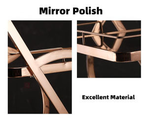 Troli Restoran <span class=keywords><strong>Gold</strong></span>, Troli Minuman Senior Club, Desain Titanium, Laris Manis, Baru, 3 Tingkat, Persegi, Baja Anti Karat Eropa - Product Image 5